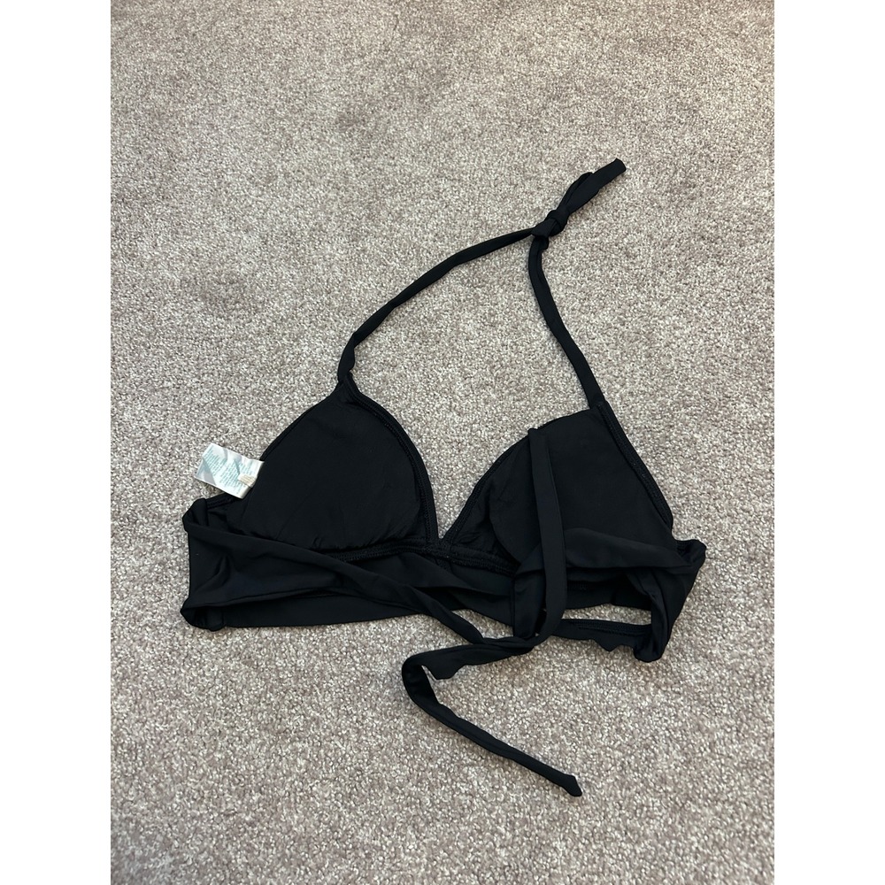 Kona Sol Bikini Top Womens Small Black Excellent Wrap Halter Triangle Cutout - Picture 6 of 7